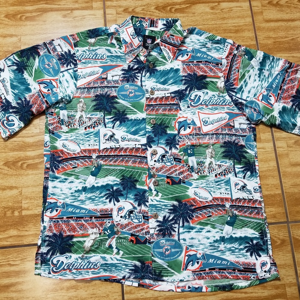 Miami Dolphins NFL Hawaiian Button Shirt Size M